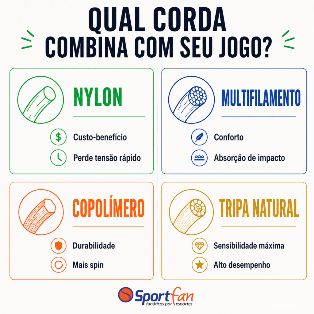 Encordoamento de Raquete em São José do Rio Preto: serviço profissional ERSA na Sportfan 1 qual corda combina com seu jogo sportfan
