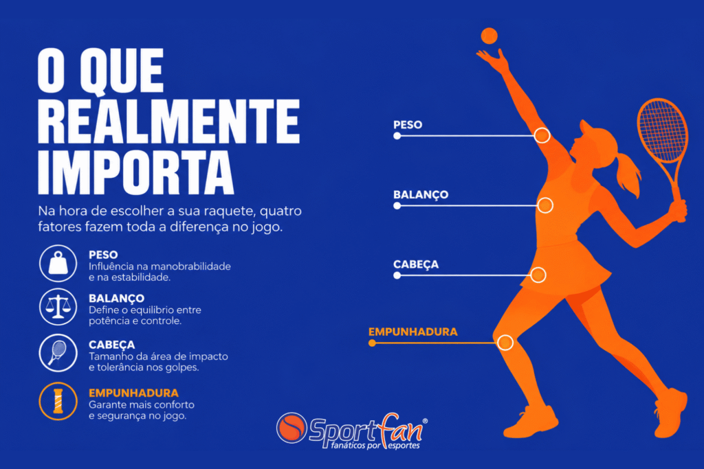 As quatro variáveis que definem a escolha de uma raquete feminina de tênis